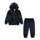 thumbnail image 1 of Gibobby Conjunto deportivo para niños Ropa para niños pequeños, chándal sólido unisex, de lana cálido, pijamas de otoño e invierno(Negro,4-5 Años), 1 of 5