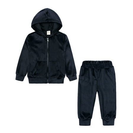 

ZHAGHMIN Romper For Girls 10-12 Toddler Kids Baby Boy Girl Clothes Unisex Solid Sweatsuit Long Sleeve Warm Fleece Pullover Hooded Tops Pants Set Fall Winter Pajamas Outfits Baby Gift Girl Receiving