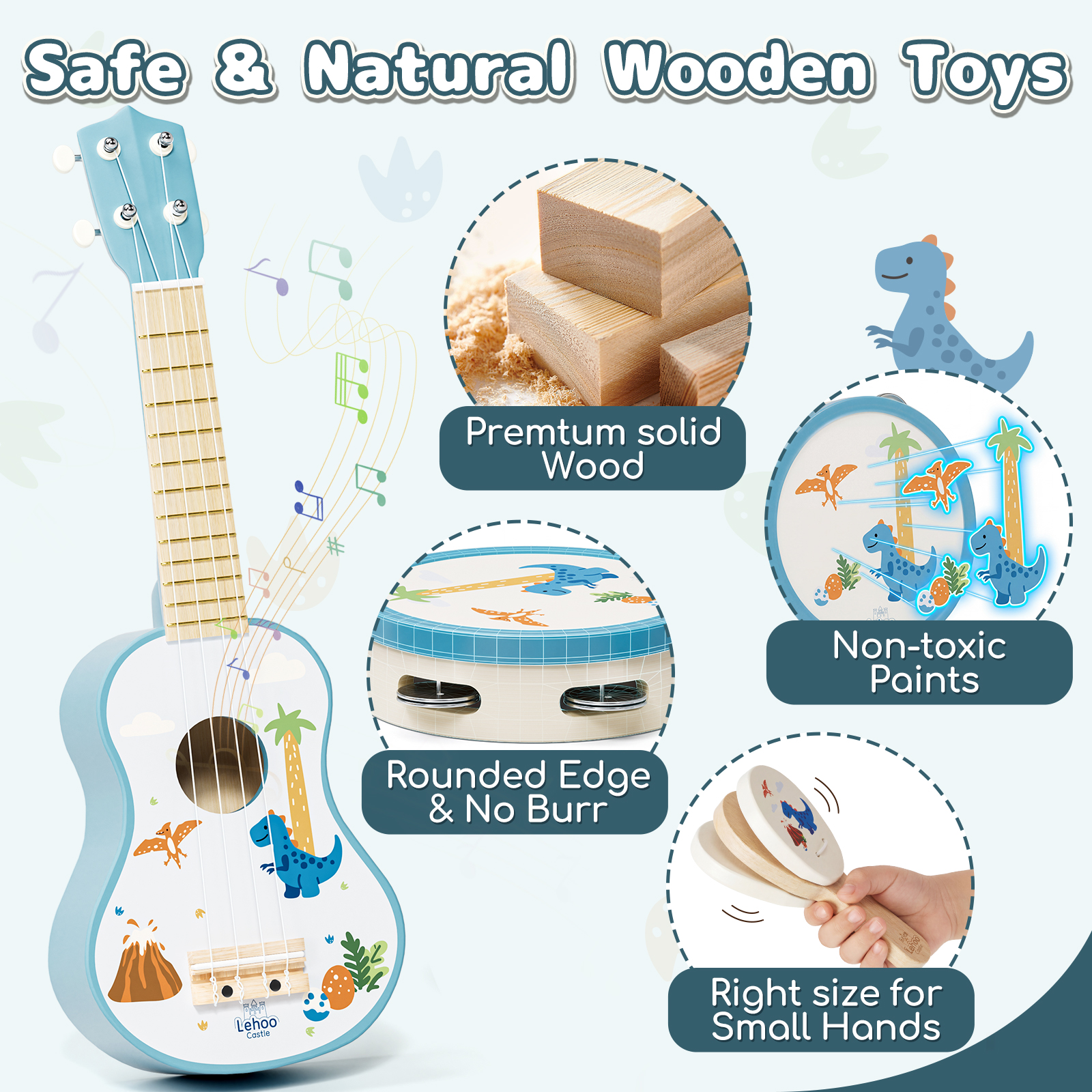Oroliving 7-Piece Wooden Instrument Set for Kids photo 3