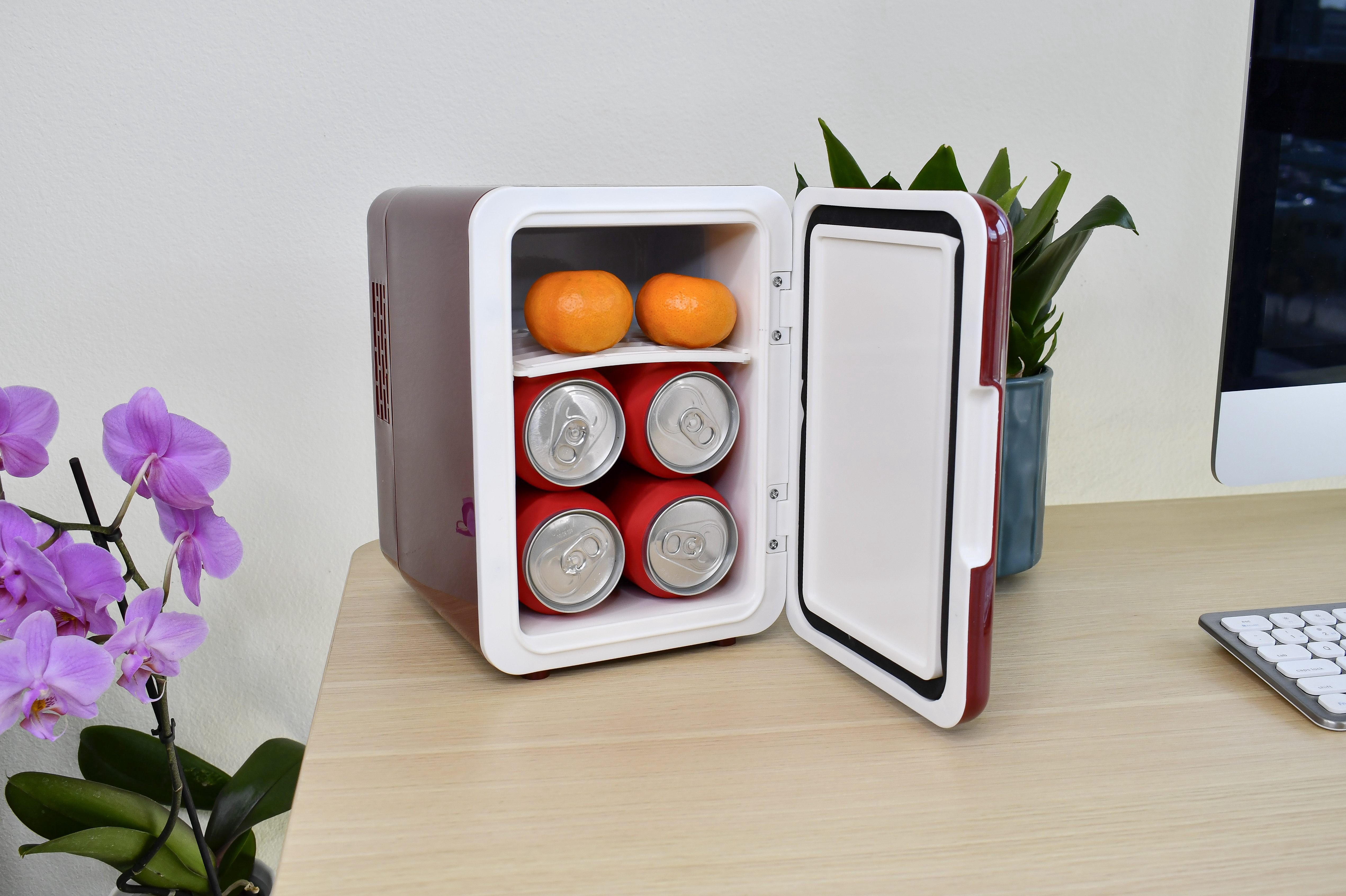 Dr Pepper, Portable 6-Can Mini Personal Fridge Cooler, MIS135DRP, Burgundy