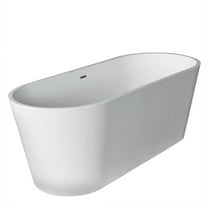 Anzzi FT-AZ8414 5.6 ft. Kosima Series Solid Surface Center Drain Freestanding Bathtub, Matte White