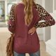 thumbnail image 4 of Moda mujer cuello redondo estampado Pachwork manga larga Casual Tops camiseta blusa Fridja  hj1426, 4 of 4