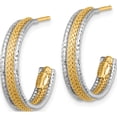 thumbnail image 2 of 14K Two-Tone Treasure-Worthy, Chic, Charming Polished 20.7 Mm Rhodium Textured Woven 4Mm X 20Mm J-Hoop Post Earrings, 2 of 3