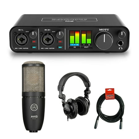 Motu M2 2x2 USB Audio Interface Bundle + AKG Project Studio P220 Condenser Mic + Studio Monitor Headphones + XLR Cable price history on PriceWatchPro