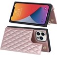 thumbnail image 5 of Crossbody Wallet Case for iPhone 13 Pro Max with Card Slot Holder,Magnetic Flip Folio Purse,PU Leather with Detachable Lanyard Strap Lattice Pattern Travel Case 6.7" (Rosegold), 5 of 16