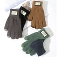 thumbnail image 3 of Women Korean Plush Solid Color Thickened Cycling Gloves Warm Winter Knitted Gloves Touch Screen Gloves BROWN, 3 of 8