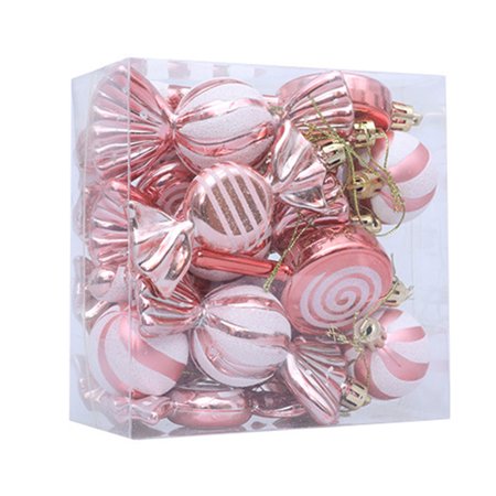 18pcs Plastic Christmas Tree Hangers Assorted Festival Decorations With Candy And Canes Shaped Ornament