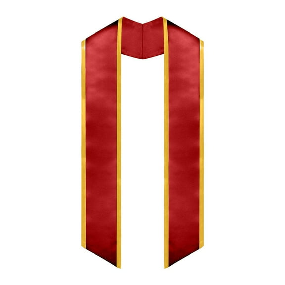 Endea Graduation Red/Gold Plain Graduation Stole with Trim Color  Angled End