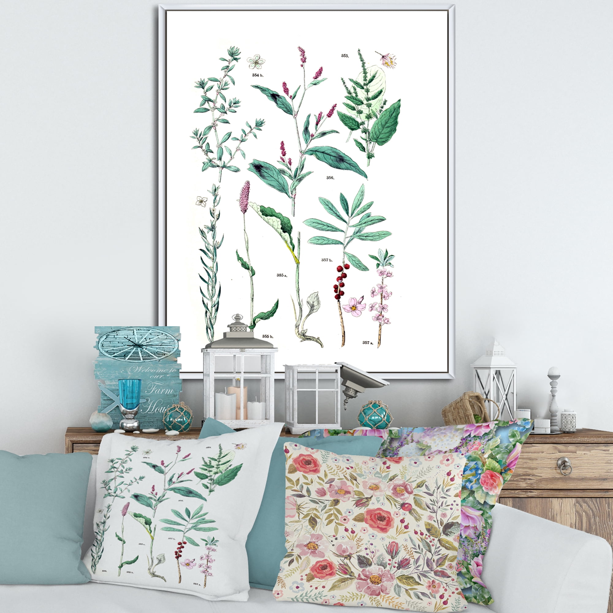 Designart 'Ancient Plants' Traditional Framed Canvas Wall Art Print