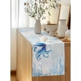 thumbnail image 2 of Ocean Blue Octopus Starfish Shell Table Runner 13x60in Non-Slip Cotton Linen Table Runners, Retro Coastal Sea Creature Dresser Scarves TableRunner for Dinner Kitchen Dining Wedding Party, 2 of 9
