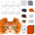 thumbnail image 2 of Dserhfy 6Pcs Cat Masque Kit DIY Hand Painting Blank Cat Masque with Fur Eye Mesh Felt Sheet Furry Animal Therian Masquerade Accessory for Carnival Cosplay Party, 2 of 8