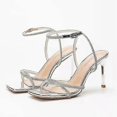 thumbnail image 1 of Plus Size High Heel Banquet Fashion Sandals Women's Summer Square Toe Stiletto Rhinestone Sandals, 1 of 5