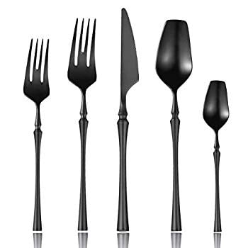 20 Piece 18 10 Stainless Steel Matte Black Silverware Set Luxury Flatware Cutlery Set Service For 4 Include Knife Fork Spoon Dishwasher Safe Black 20 Piece Set Walmart Com Walmart Com