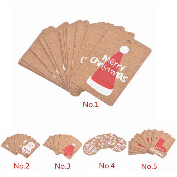 50PCS Merry Christmas Gift Cards Kraft Paper Marker Tags On Sales JY