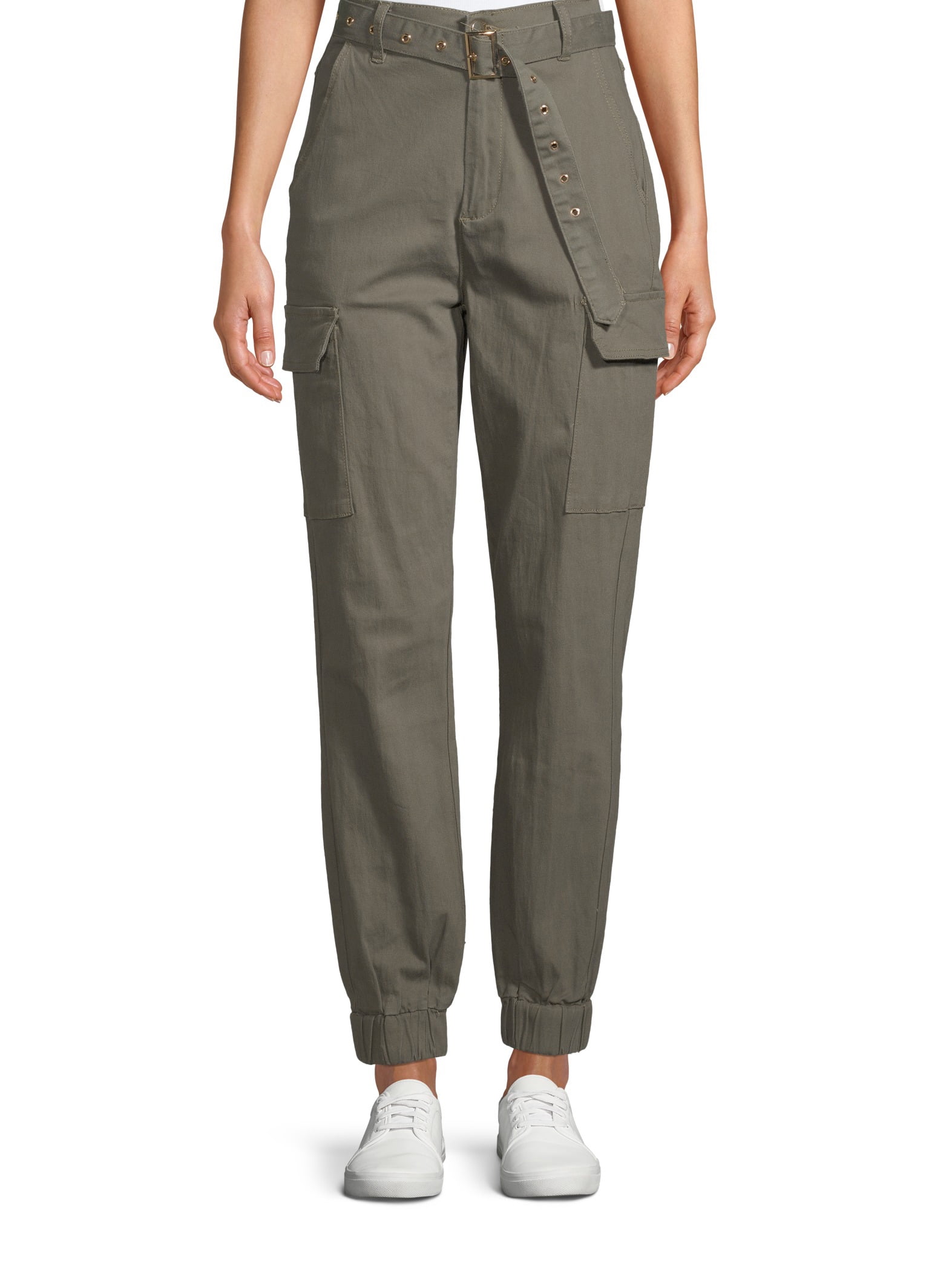 almost famous belted black cargo pants