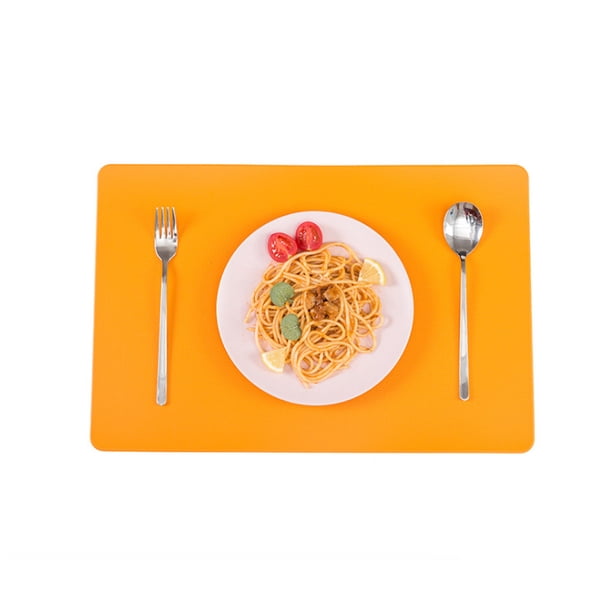 Nvzi 2 manteles individuales de polipiel naranja de 30 x 45 cm, impermeables y resistentes a las manchas, ideales para cocinas, restaurantes, fiestas y cenas.