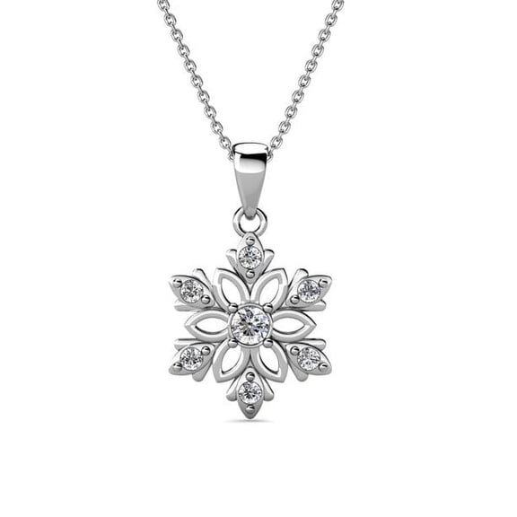 Cate & Chloe Sunny 18k White Gold Plated Pendant Necklace with Swarovski Crystals Gift for Women