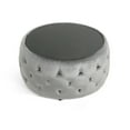 thumbnail image 3 of Benjara Pirana Ottoman Coffee Table- Gray Tuft Velvet- 30" Tempered Glass, 3 of 5