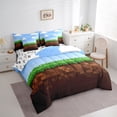 thumbnail image 3 of Homewish Pixel Geometric Modern Abstract Art Queen Comforter Sheet Set,Reversible Luxury Boys Bedding,7pcs, 3 of 8
