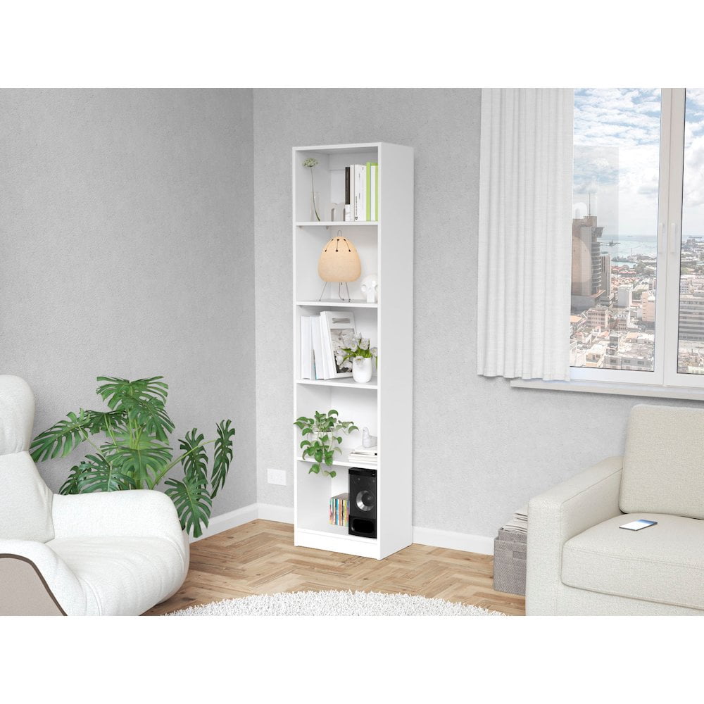 FM FURNITURE Sutton Engineered Wood Slim Bookcase in White