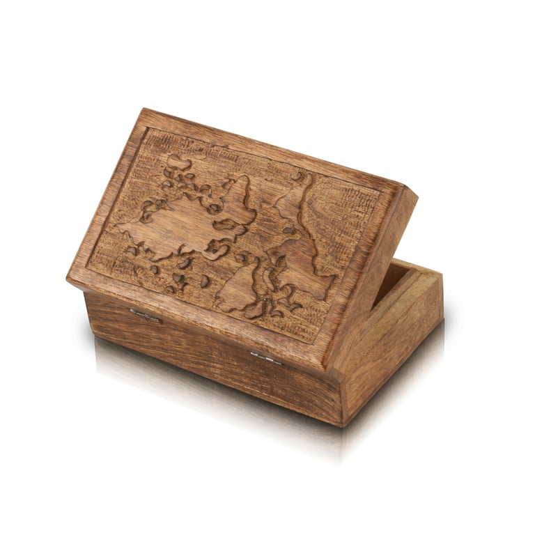 Personalized Wood Treasure Map Chest Box, Size: 2.5