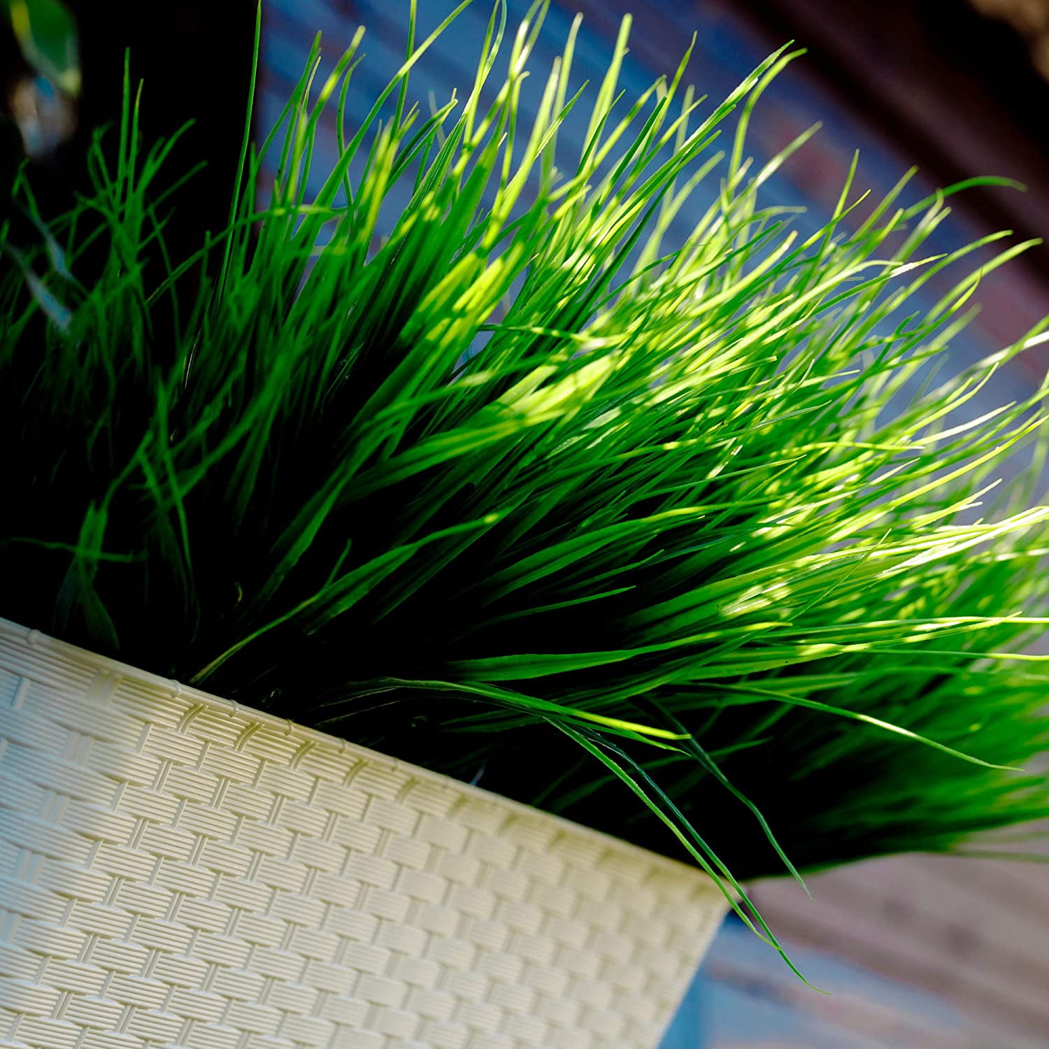 Viworld Artificial Wheat Grass Fake Outdoor Plants - 12 Bundles Artificial Greenery UV Resistant Bundles Faux Plastic Flowers Shrubs Tall Stems for Home Porch Patio Decorations Weddings (Green Grass)