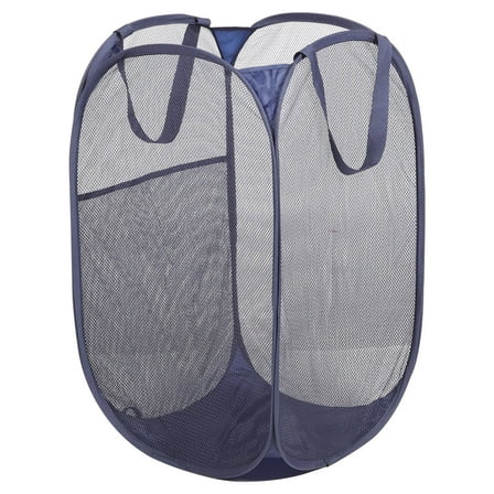 Tineasur Dark Blue Collapsible Multipurpose Storage Laundry Basket Polyester 1Pcs