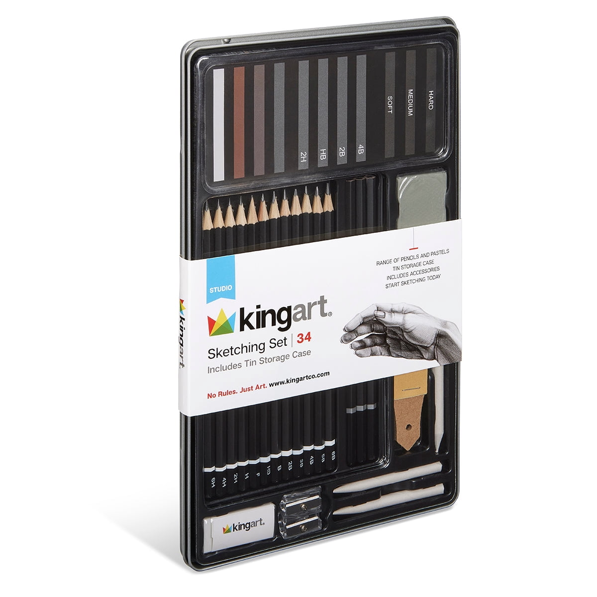 Sketching Set in Tin Case , 34 pc