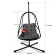 thumbnail image 7 of Miniyam Outdoor Hanging Egg Chair with Stand, Foldable Swing Chair with Cup Holder, Rattan Wicker Patio Chair with Cushions for Adults and Kids, Black, 7 of 7