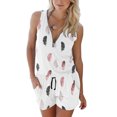 thumbnail image 3 of Aayomet Womens Jumpsuit Women Summer Loose Print Jumpsuit High Waist Playsuits Sleeveless Jumpsuit Strappy Beach Zipper Romper,White XL, 3 of 4
