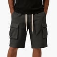 thumbnail image 4 of cllios Waffle Knit Cargo Shorts for Men Multi Side Flap Pockets Elastic Drawstring Waist Solid Color Casual Summer Streetwear Shorts, 4 of 6