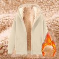 thumbnail image 5 of Women's fleece zip-up hoodie, warm and comfortable fleece jacket with pockets, loose-fitting hooded sweatshirt light gray XXL, 5 of 5