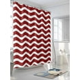 thumbnail image 3 of Shower Curtains for Bathroom-72"x72", Red White Stripe Water Ripple Waterproof Bath Curtain Grommet Shower Curtain Set with Hooks, Abstract Minimalist Geometric Art Washable Bath Accessories, 3 of 6