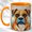 Orange, variant on Mosaic Boxer Coffee Mug, Geometric Dog Mug, Ceramic 11 oz