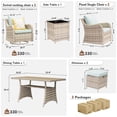 thumbnail image 3 of MEISSALIVVE 8 Pieces Patio Furniture Set with Dining Table, Outdoor Wicker Conversation Set with Swivel & Fixed Chairs, Wicker Armrest, 2 Ottomans, Blue, 3 of 11