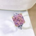 thumbnail image 4 of 6 Carat 3 Stone Engagement Ring Radiant Cut Statement Cocktail Rings for Women CZ Simulated Pink Diamond Ring 925 Sterling Silver Wedding Bnad, 4 of 7