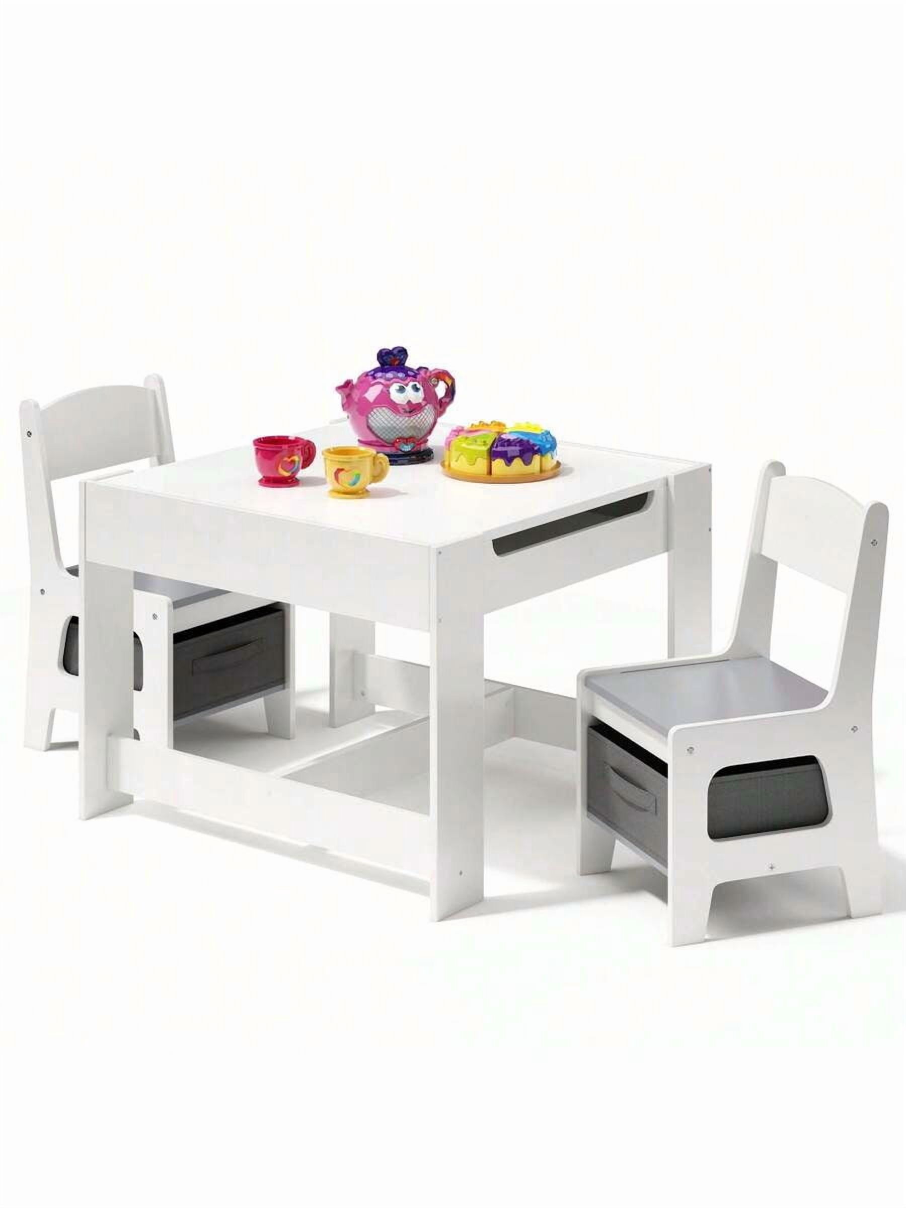 4-In-1 Multi-Functional Kids Table And Chair Set, Suitable For Children  To Drawing, Crafting, Eating And Play Before Going To School, With  Storage Space Under The Table And Chairs
