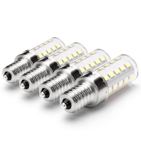 E12 40w Replacement LED Candelabra Bulbs C7,Non-Dimmable,6000K Daylight Bright Cool White, T6 E12 4W LED Light Bulbs for Ceiling Fan Pendant Lighting Salt Lamp,450lm,4 Pack