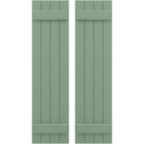 Ekena Millwork 14"W x 56"H Americraft Four Board (2 Batten) Exterior Real Wood Joined Board-n-Batten Shutters (Per Pair), Track Green