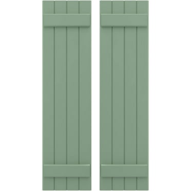 Ekena Millwork 14"W x 56"H Americraft Four Board (2 Batten) Exterior Real Wood Joined Board-n-Batten Shutters (Per Pair), Track Green