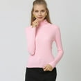 thumbnail image 4 of Ettsollp Women Tops High Collar Long Sleeve Slim Fit Elastic Knitting Tops Solid Color Pullover Tops Daily Wear, 4 of 8