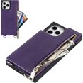 thumbnail image 5 of Crossbody Wallet Case for iPhone 11 Pro Max with Card Slot Holder,iPhone 11 Pro Max Magnetic Flip Folio Purse Case, PU Leather Zipper Handbag with Detachable Lanyard Strap 6.5 Inch (Purple), 5 of 13