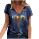 thumbnail image 2 of Fiudx Ofertas Del Día Mujer Verano Sexy Cuello En V Estampado Degradado Regular Mujer Manga Corta, 2 of 4
