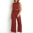 thumbnail image 6 of Linen Set for Women Summer Outfits Matching Crop Tank Top and Pleated Wide Leg Pant Casual 2 Piece Sets, 6 of 8