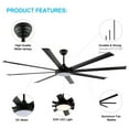 thumbnail image 5 of WINGBO  64" and 72" and 80" and 96" Indoor Ceiling Fan with LED Light and Remote Black 80 Inches 80 inch N/A, 5 of 5
