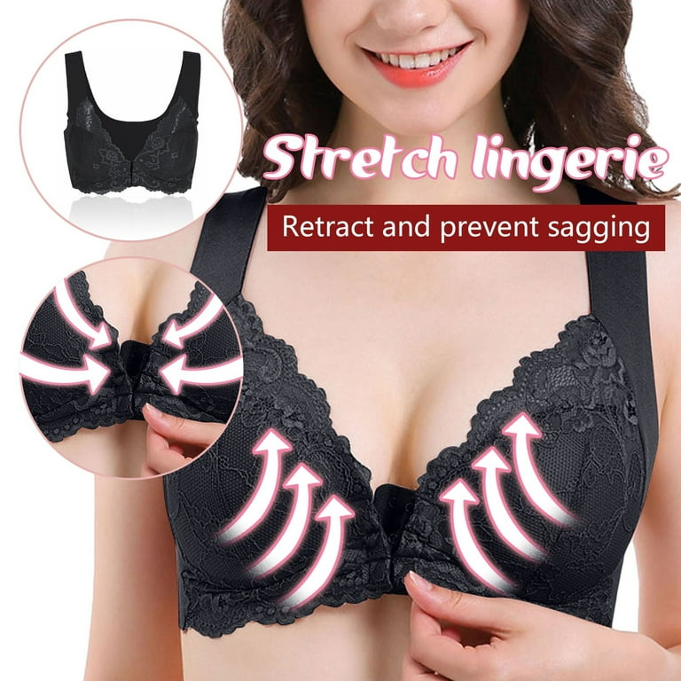 Odeerbi Wireless Lounge Bras for Women 2024 Comfortable Lace Breathable Bra  Underwear Black 