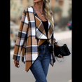 thumbnail image 4 of Chaqueta de Solapa A Cuadros con Abertura Frontal para Mujer, Camisas de Larga para Mujer, Chaquetas Ligeras Informales para Otoño. Café XXL, 4 of 9