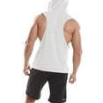 thumbnail image 4 of YLSDY Mens Workout Hooded Tank Tops Gym Running Cut off Muscle Tank Tops Bodybuilding Training Sleeveless Hoodies Shirts White M, 4 of 6