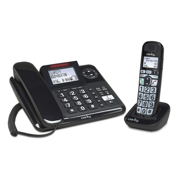Teléfono Clarity 53727 DECT 6.0 E814CC amplificado 40 dB negro