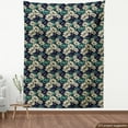 thumbnail image 3 of Vintage Fabric by the Yard Upholstery, Pattern with Blooming Wild Flowers and Dragonflies Romantic Garden, Decorative Fabric for DIY and Home Accents, Mint Green Dark Blue by Ambesonne, 3 of 4